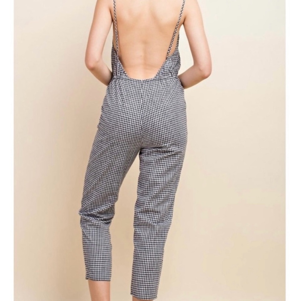 Wild Honey Black and White Gingham Jumpsuit with Pockets. - Picture 3 of 8